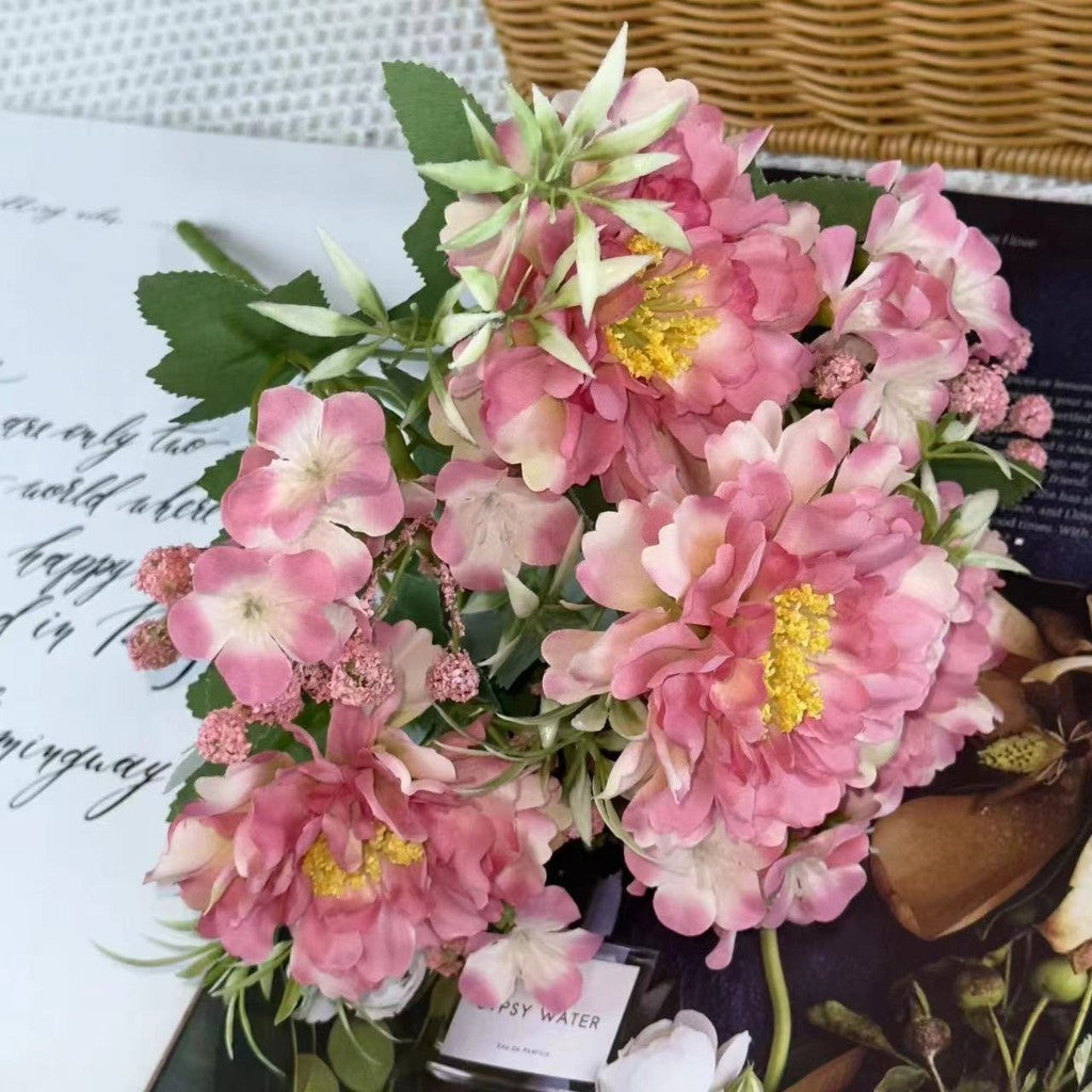 Bouquet bunga BKT 1005 FUFU Bunga Peony + Krisan Artifisial Dekorasi Hiasan Seserahan Buket Palsu