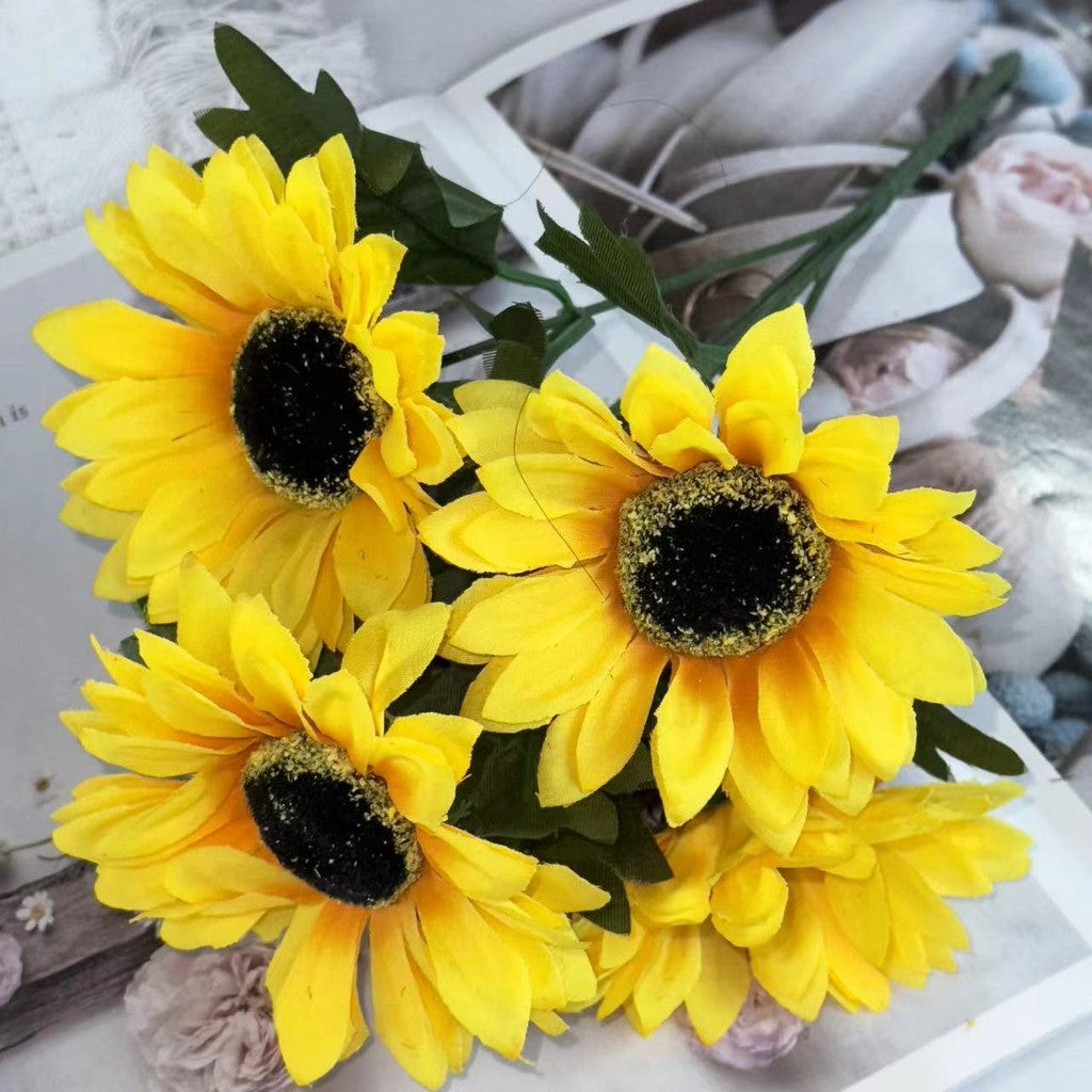 Bouquet bunga SUNFLOWER 5cbg Diameter 9cm Matahari Tangkai Artifisial Dekorasi