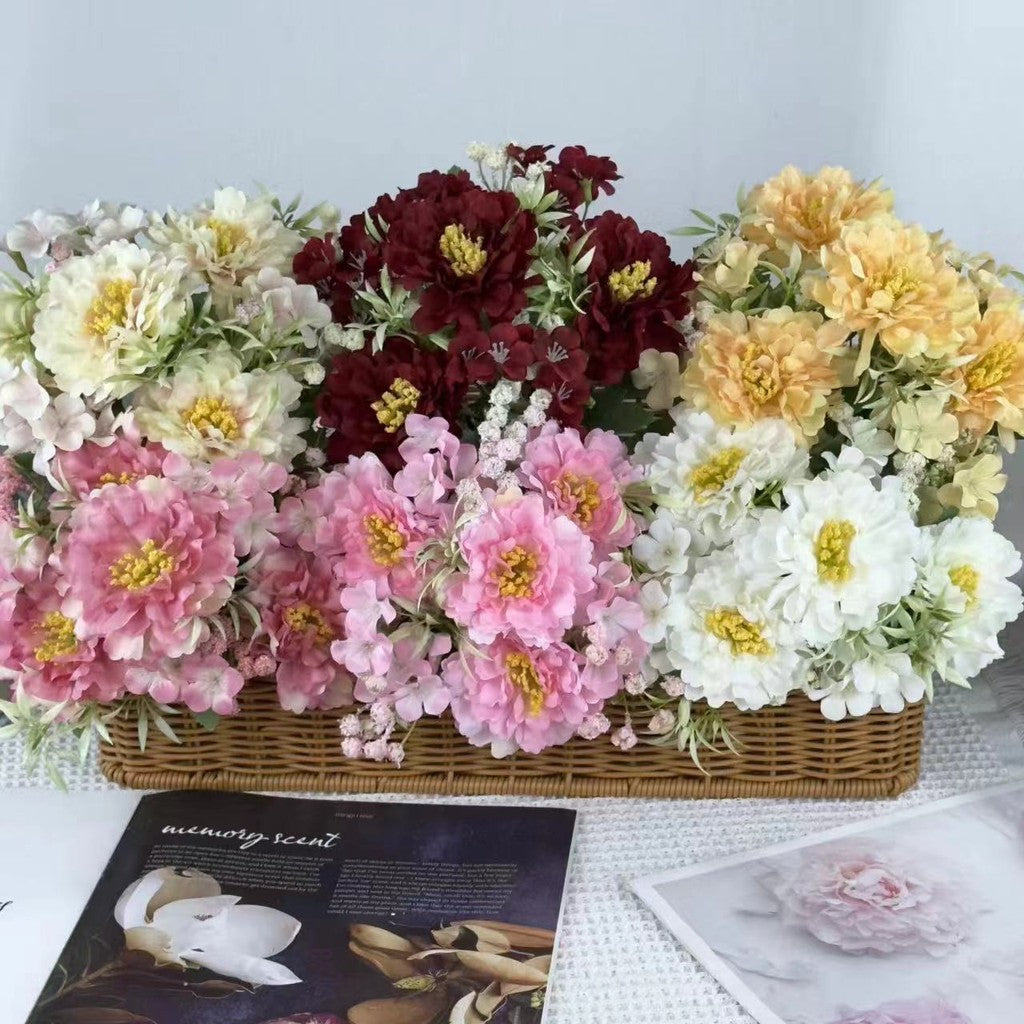 Bouquet bunga BKT 1005 FUFU Bunga Peony + Krisan Artifisial Dekorasi Hiasan Seserahan Buket Palsu