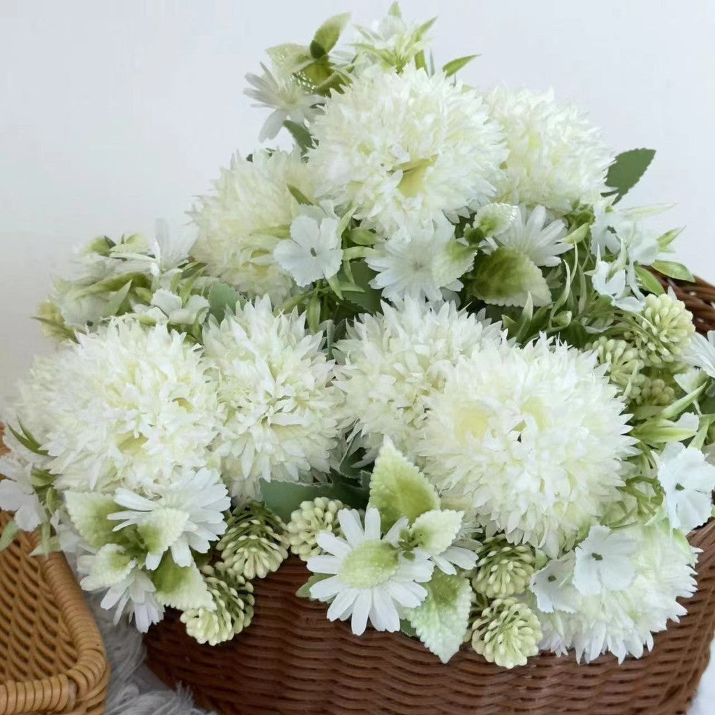 Bouquet bunga BKT 1006 CUI Bunga Pompom Krisan Artifisial Dekorasi Hiasan Seserahan Buket Palsu
