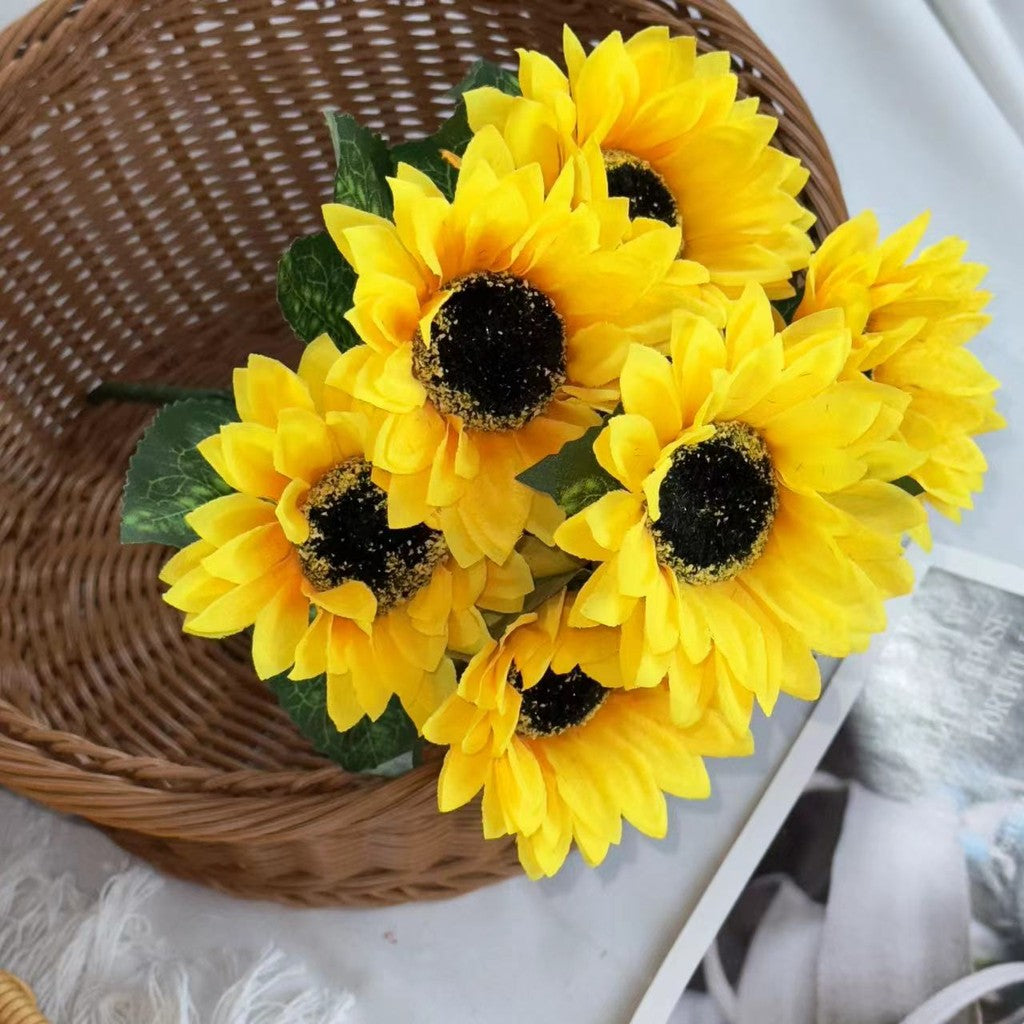 Bouquet bunga SUNFLOWER 7cbg Diameter 9cm Matahari Tangkai Artifisial Dekorasi