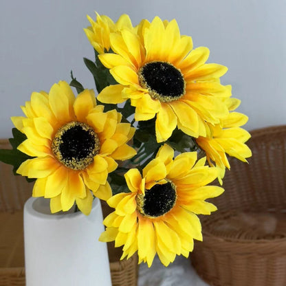 Bouquet bunga SUNFLOWER 5cbg Diameter 9cm Matahari Tangkai Artifisial Dekorasi