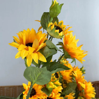 Bouquet bunga SUNFLOWER 6cbg Mix Diameter 9cm Matahari Tangkai Artifisial Dekorasi