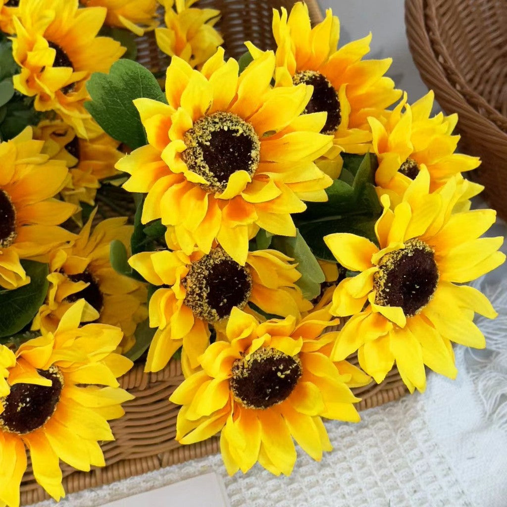 Bouquet bunga SUNFLOWER 7cbg Diameter 9cm Matahari Tangkai Artifisial Dekorasi