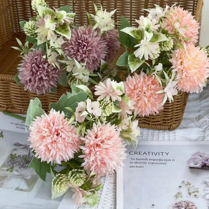 Bouquet bunga BKT 1006 CUI Bunga Pompom Krisan Artifisial Dekorasi Hiasan Seserahan Buket Palsu