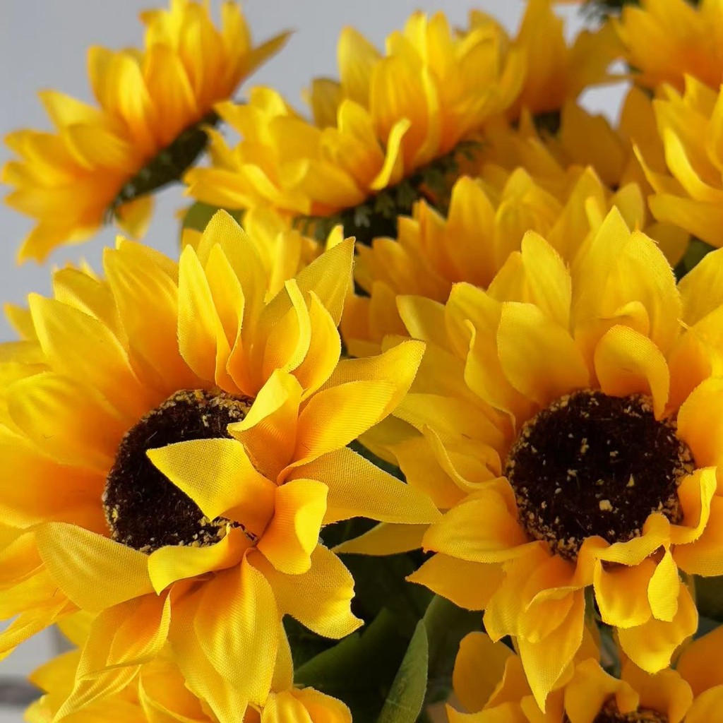 Bouquet bunga SUNFLOWER 7cbg Diameter 9cm Matahari Tangkai Artifisial Dekorasi