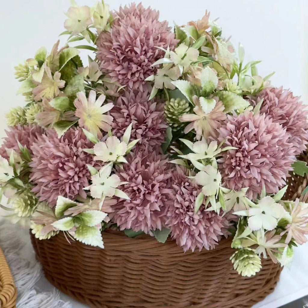 Bouquet bunga BKT 1006 CUI Bunga Pompom Krisan Artifisial Dekorasi Hiasan Seserahan Buket Palsu
