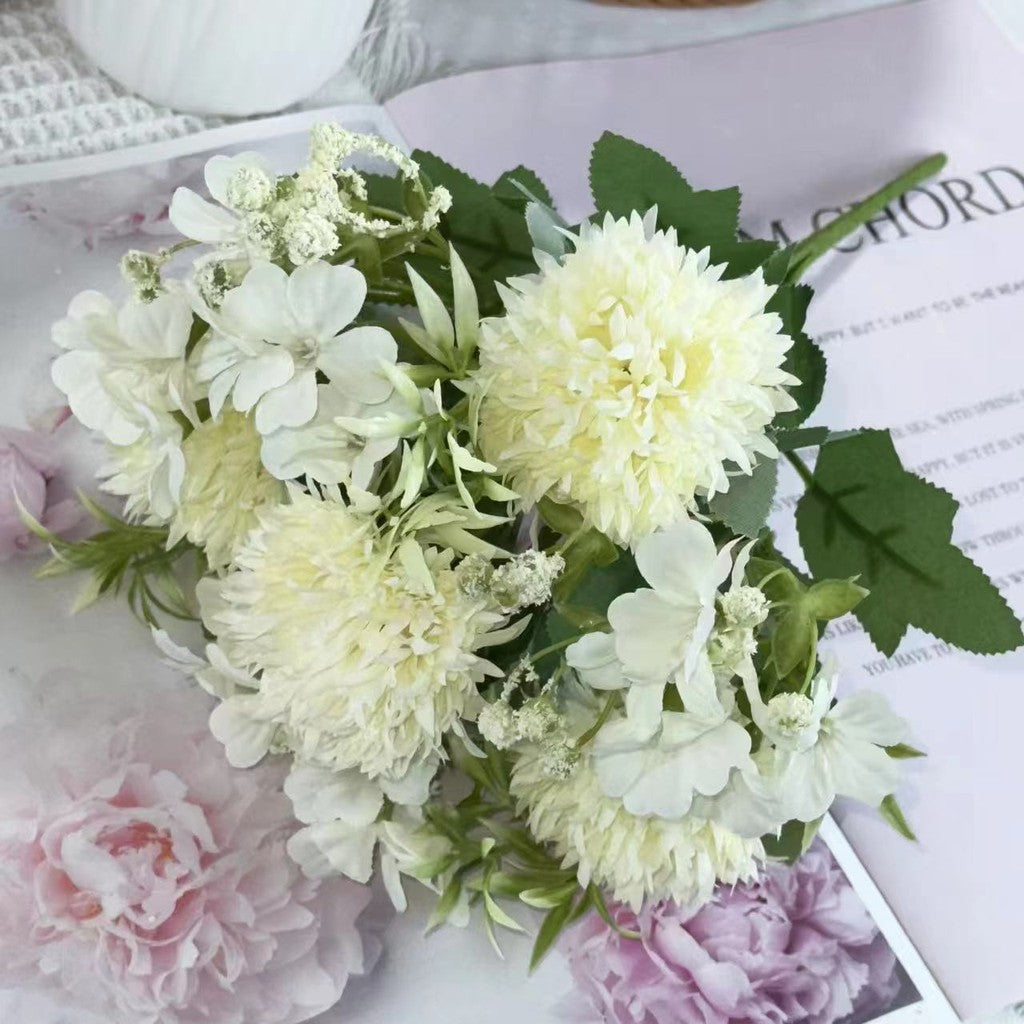 Bouquet bunga BKT 1008 YIYI Bunga Krisan Bola Pompom Artifisial Dekorasi Hiasan Seserahan Buket Palsu