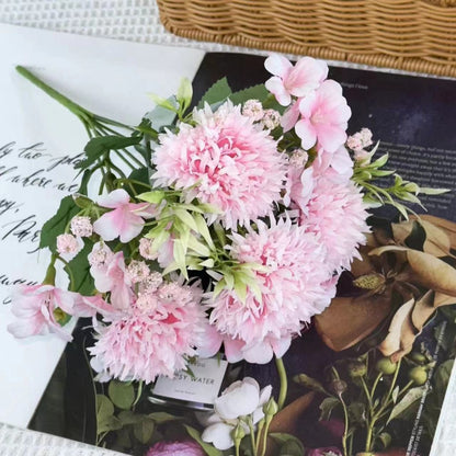 Bouquet bunga BKT 1008 YIYI Bunga Krisan Bola Pompom Artifisial Dekorasi Hiasan Seserahan Buket Palsu