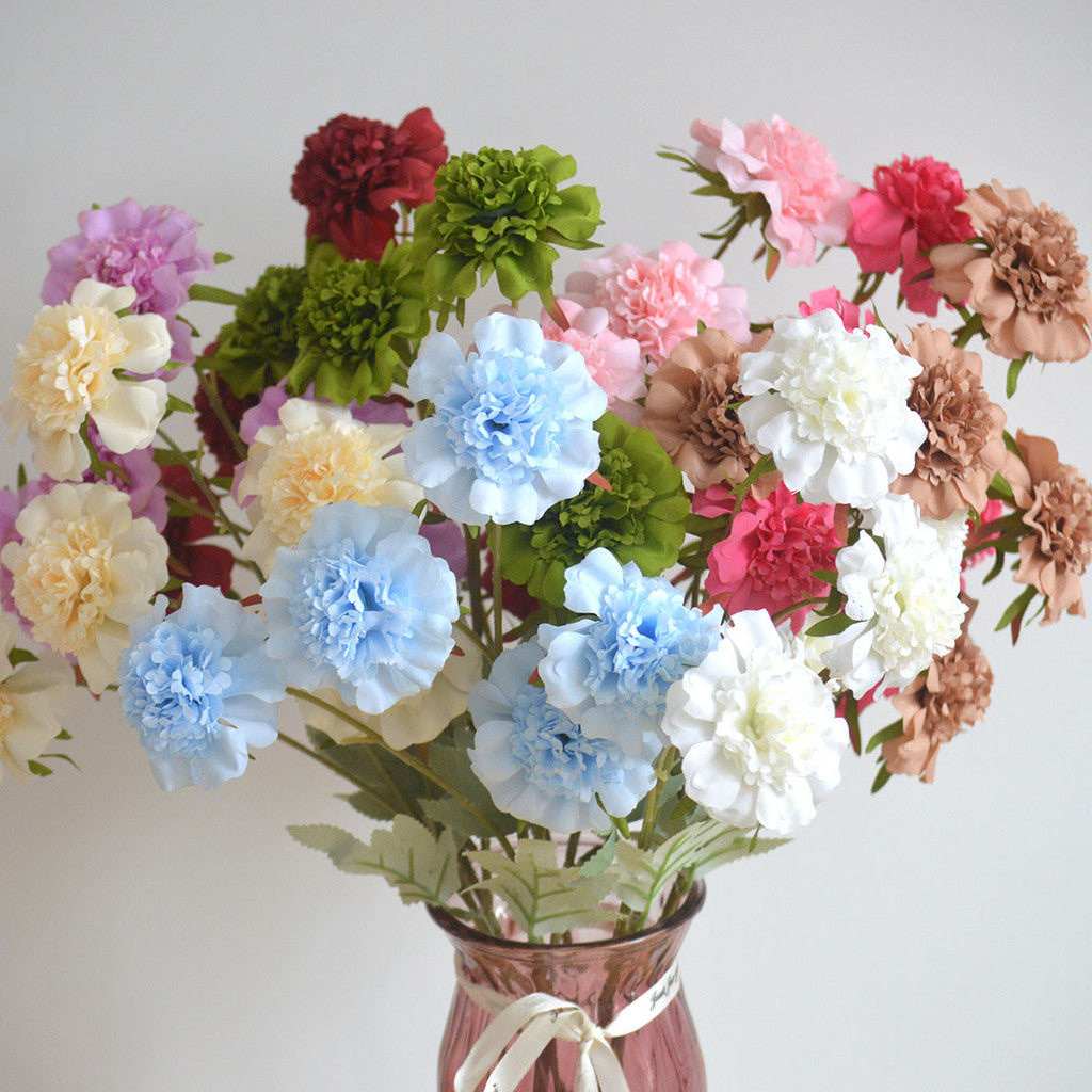 C17 ASEP 3 Cabang 60cm Artificial Bunga Krisan Mawar Diameter 8cm Palsu Plastik Buatan Imitasi Hias Dekor Buket Bouquet Rumah Pesta/Bunga Hias