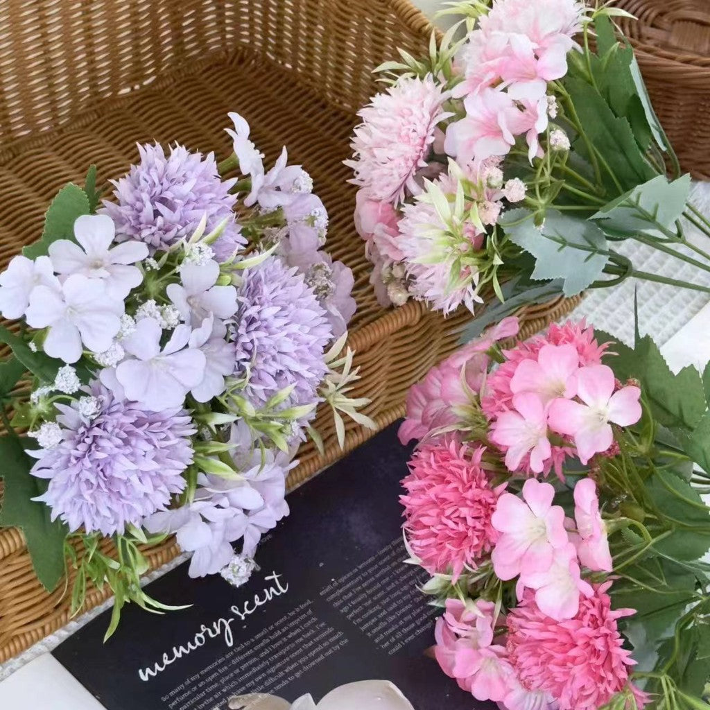 Bouquet bunga BKT 1008 YIYI Bunga Krisan Bola Pompom Artifisial Dekorasi Hiasan Seserahan Buket Palsu