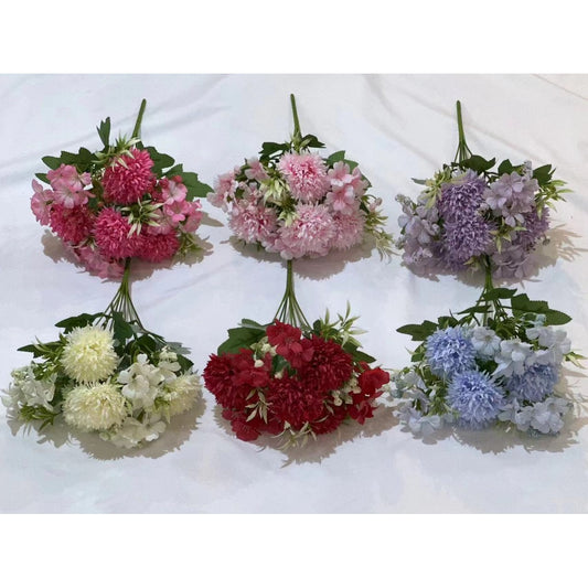 Bouquet bunga BKT 1008 YIYI Bunga Krisan Bola Pompom Artifisial Dekorasi Hiasan Seserahan Buket Palsu