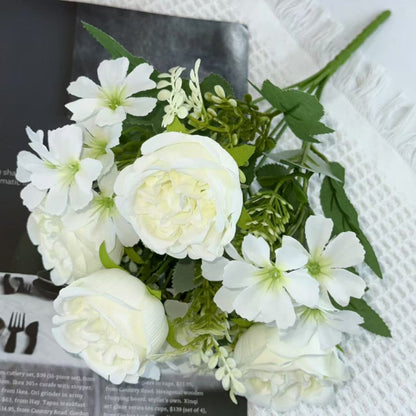 Bouquet bunga BKT 1023 OLEO 7Cbg Bunga MIX PEONY DAN HYDRA Artifisial Dekorasi Hiasan Seserahan Buket Palsu