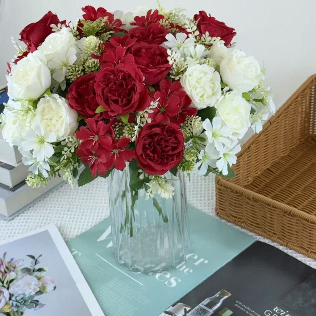 Bouquet bunga BKT 1023 OLEO 7Cbg Bunga MIX PEONY DAN HYDRA Artifisial Dekorasi Hiasan Seserahan Buket Palsu