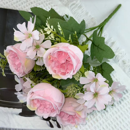 Bouquet bunga BKT 1023 OLEO 7Cbg Bunga MIX PEONY DAN HYDRA Artifisial Dekorasi Hiasan Seserahan Buket Palsu