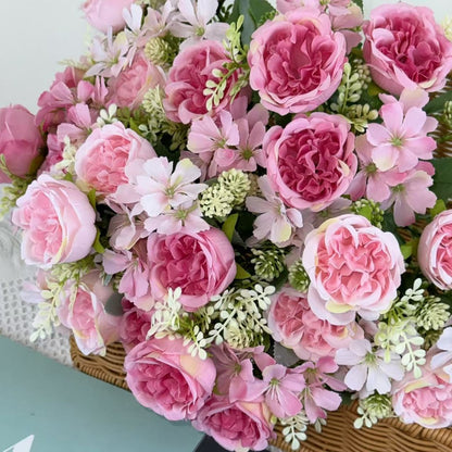 Bouquet bunga BKT 1023 OLEO 7Cbg Bunga MIX PEONY DAN HYDRA Artifisial Dekorasi Hiasan Seserahan Buket Palsu