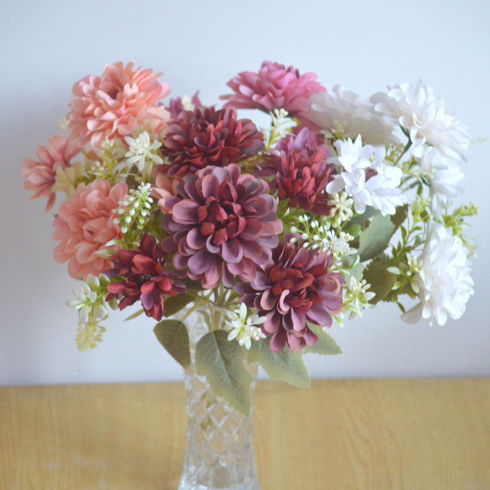 Bouquet bunga P121 BOGO Krisan Bulat Artifisial Dekorasi Hiasan Seserahan Buket Palsu