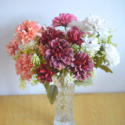 Bouquet bunga P121 BOGO Krisan Bulat Artifisial Dekorasi Hiasan Seserahan Buket Palsu