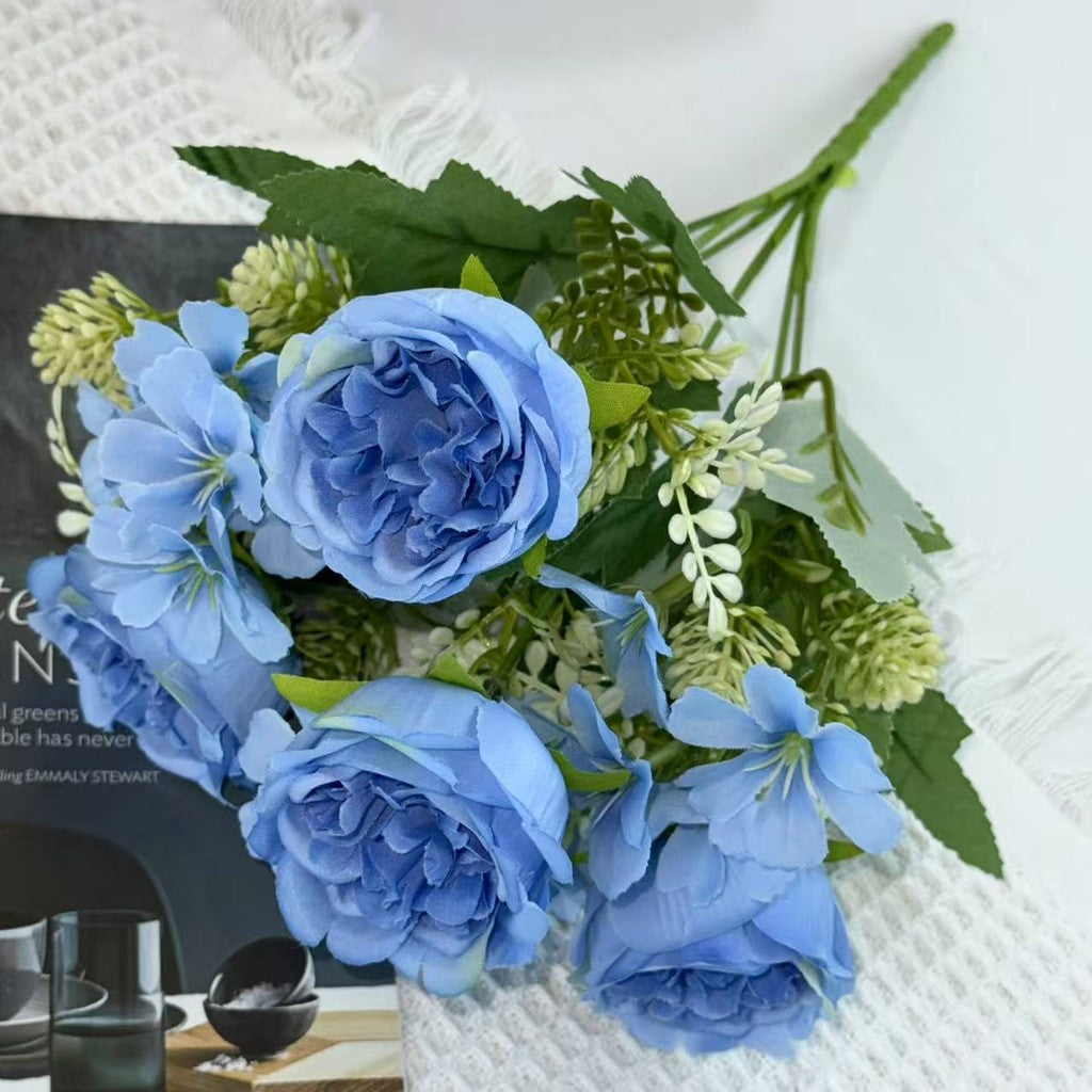 Bouquet bunga BKT 1023 OLEO 7Cbg Bunga MIX PEONY DAN HYDRA Artifisial Dekorasi Hiasan Seserahan Buket Palsu