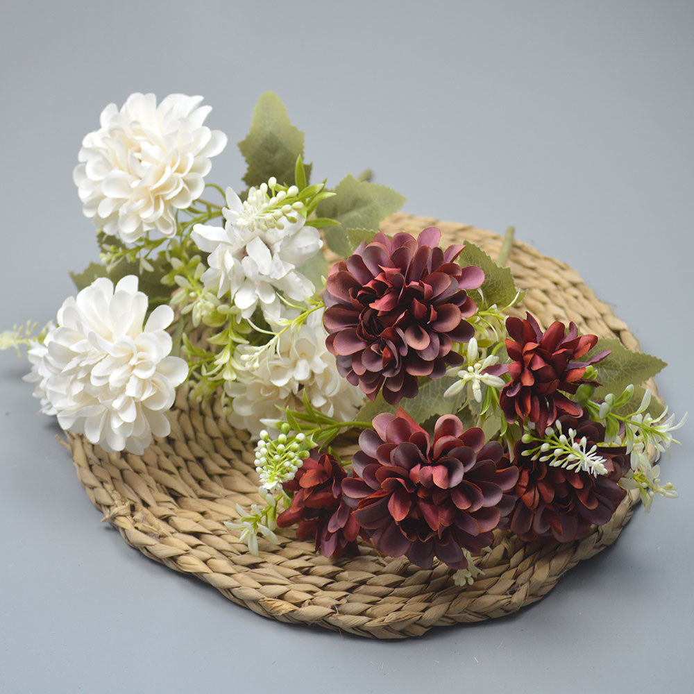 Bouquet bunga P121 BOGO Krisan Bulat Artifisial Dekorasi Hiasan Seserahan Buket Palsu
