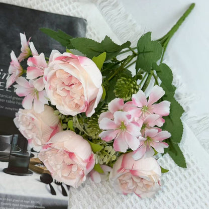 Bouquet bunga BKT 1023 OLEO 7Cbg Bunga MIX PEONY DAN HYDRA Artifisial Dekorasi Hiasan Seserahan Buket Palsu