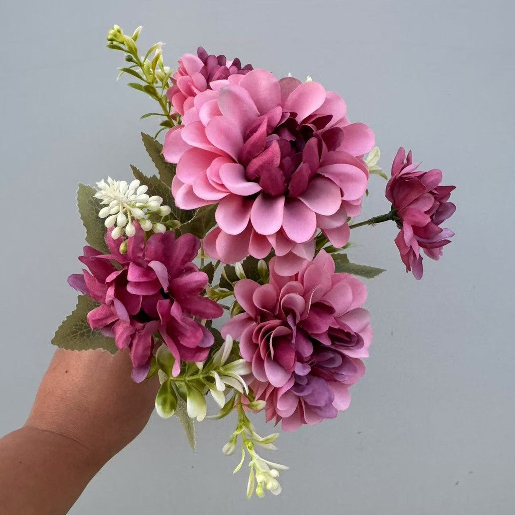 Bouquet bunga P121 BOGO Krisan Bulat Artifisial Dekorasi Hiasan Seserahan Buket Palsu