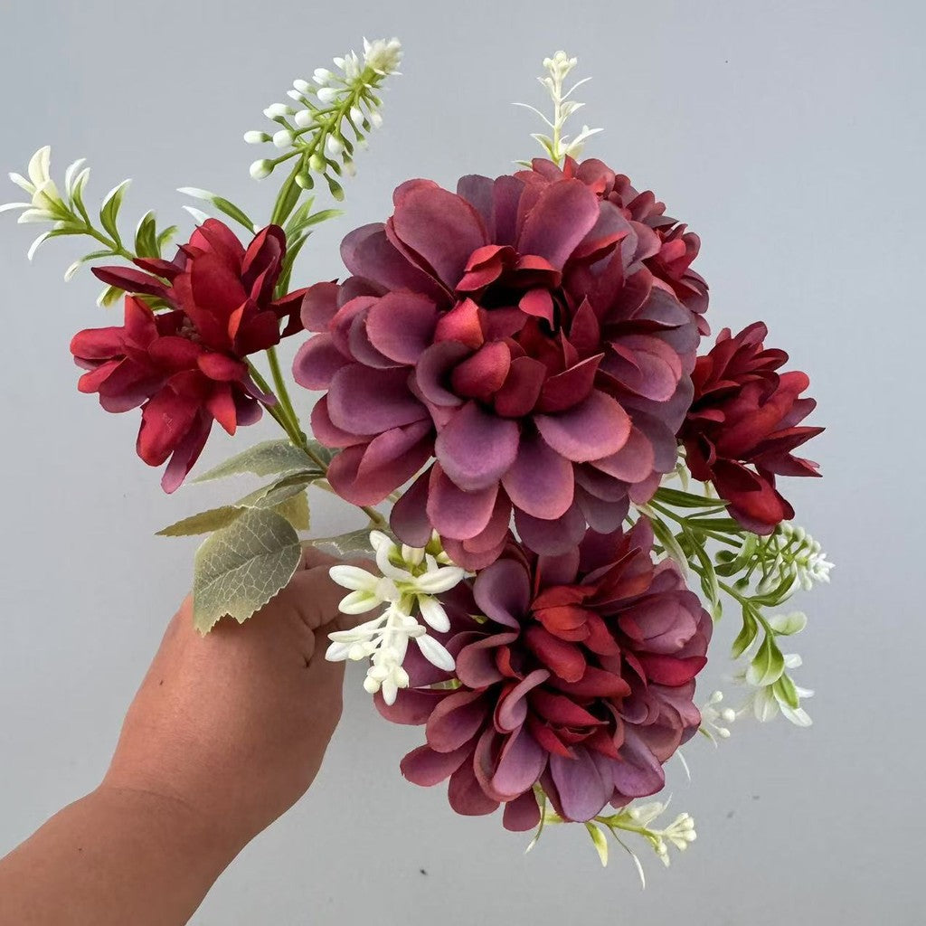 Bouquet bunga P121 BOGO Krisan Bulat Artifisial Dekorasi Hiasan Seserahan Buket Palsu