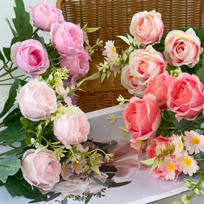 Bouquet bunga BKT 1047 MIWA (x4) 6Cbg Bunga Mawar Artifisial Dekorasi Hiasan Seserahan Buket Palsu