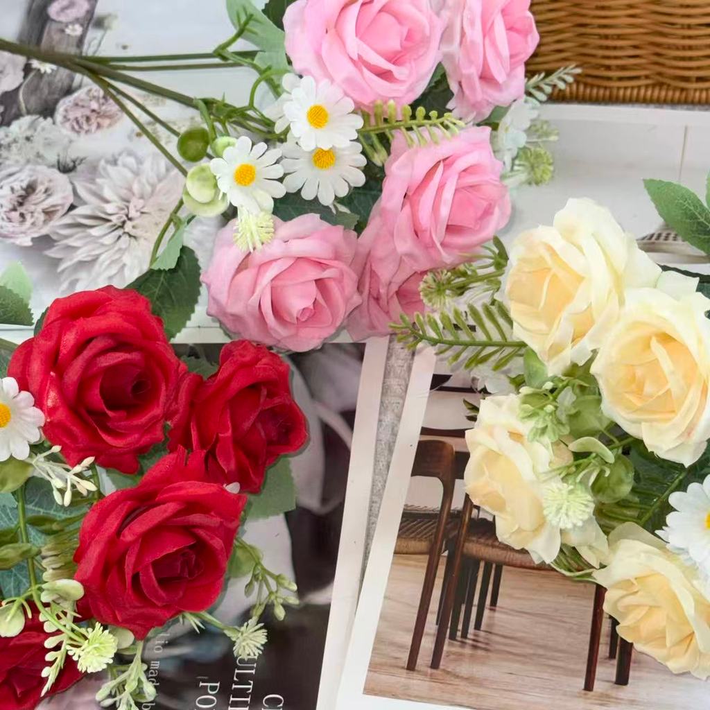 Bouquet bunga BKT 1046 MIZAM (x5) 7Cbg Bunga Mawar Artifisial Dekorasi Hiasan Seserahan Buket Palsu