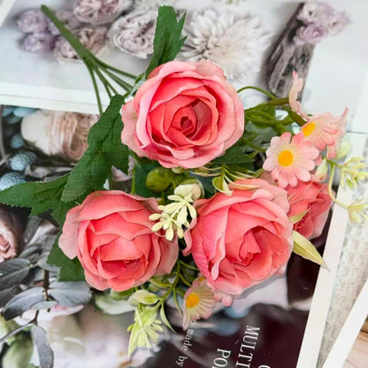 Bouquet bunga BKT 1047 MIWA (x4) 6Cbg Bunga Mawar Artifisial Dekorasi Hiasan Seserahan Buket Palsu