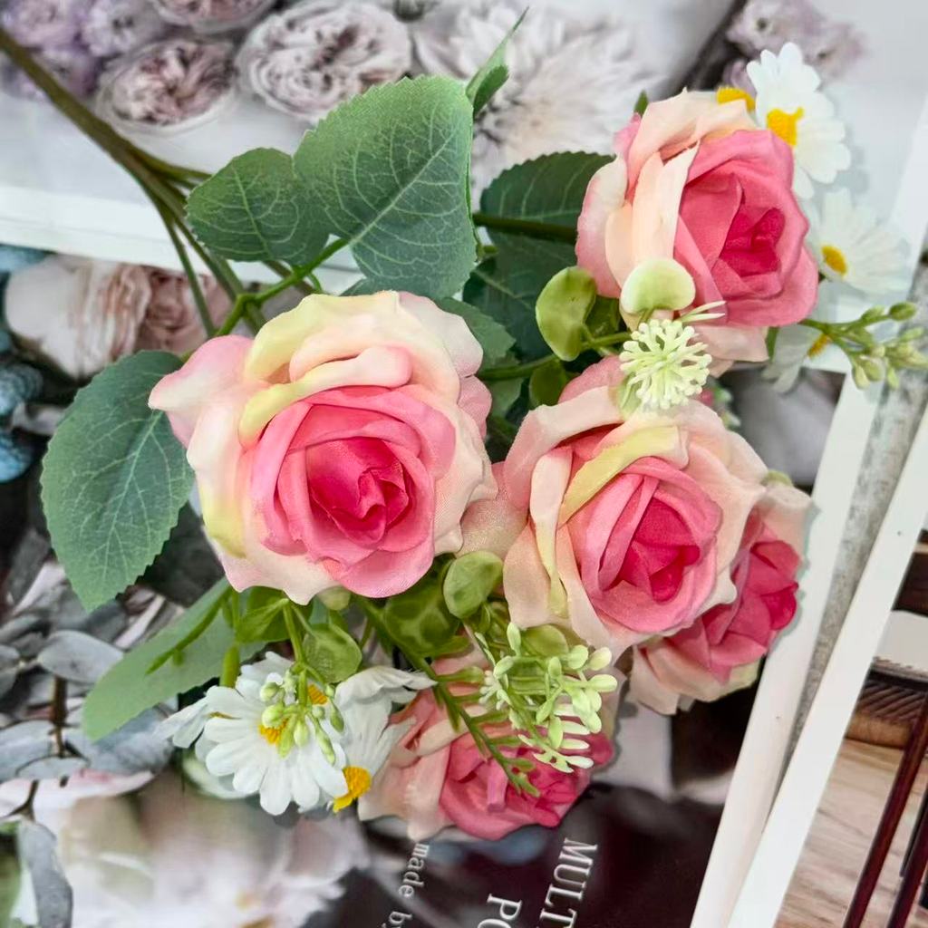 Bouquet bunga BKT 1046 MIZAM (x5) 7Cbg Bunga Mawar Artifisial Dekorasi Hiasan Seserahan Buket Palsu