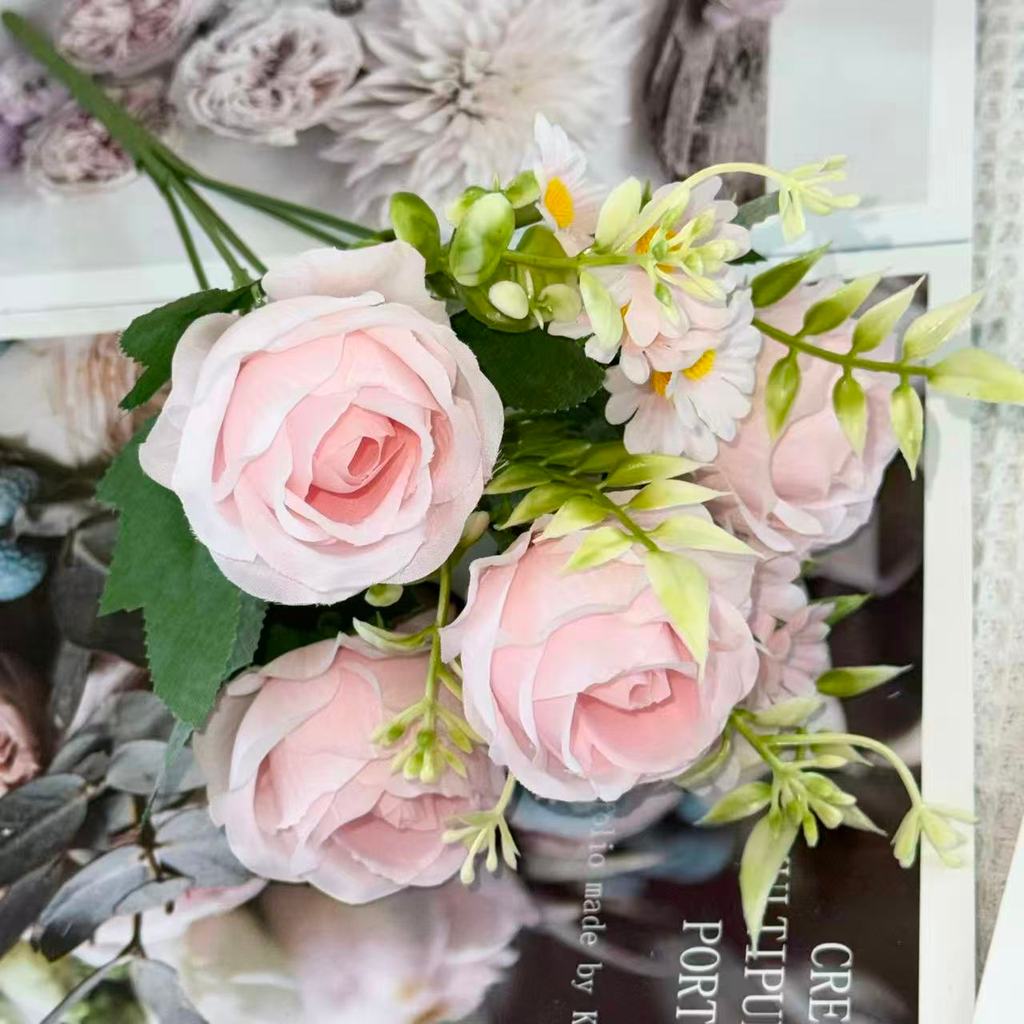 Bouquet bunga BKT 1047 MIWA (x4) 6Cbg Bunga Mawar Artifisial Dekorasi Hiasan Seserahan Buket Palsu