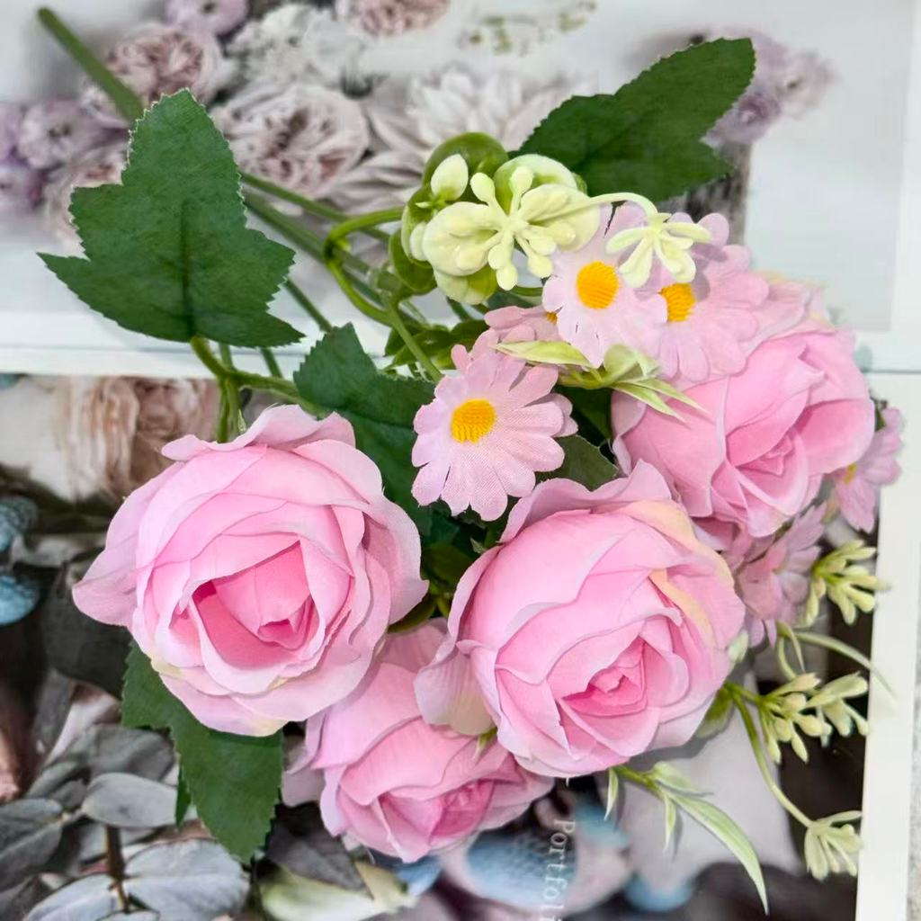 Bouquet bunga BKT 1047 MIWA (x4) 6Cbg Bunga Mawar Artifisial Dekorasi Hiasan Seserahan Buket Palsu