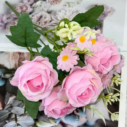 Bouquet bunga BKT 1047 MIWA (x4) 6Cbg Bunga Mawar Artifisial Dekorasi Hiasan Seserahan Buket Palsu