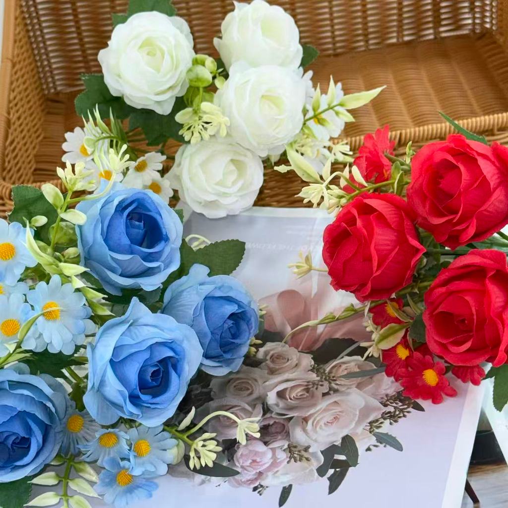 Bouquet bunga BKT 1047 MIWA (x4) 6Cbg Bunga Mawar Artifisial Dekorasi Hiasan Seserahan Buket Palsu