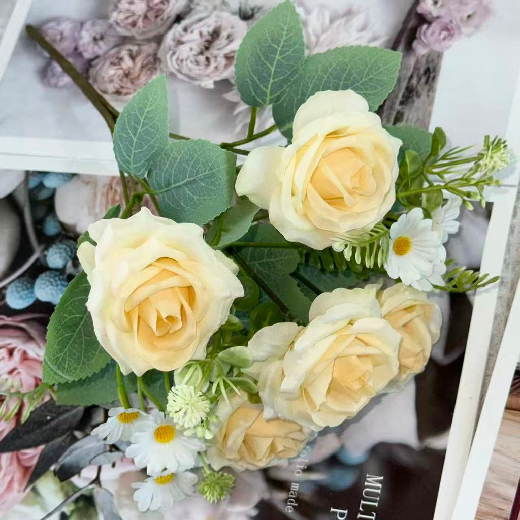 Bouquet bunga BKT 1046 MIZAM (x5) 7Cbg Bunga Mawar Artifisial Dekorasi Hiasan Seserahan Buket Palsu