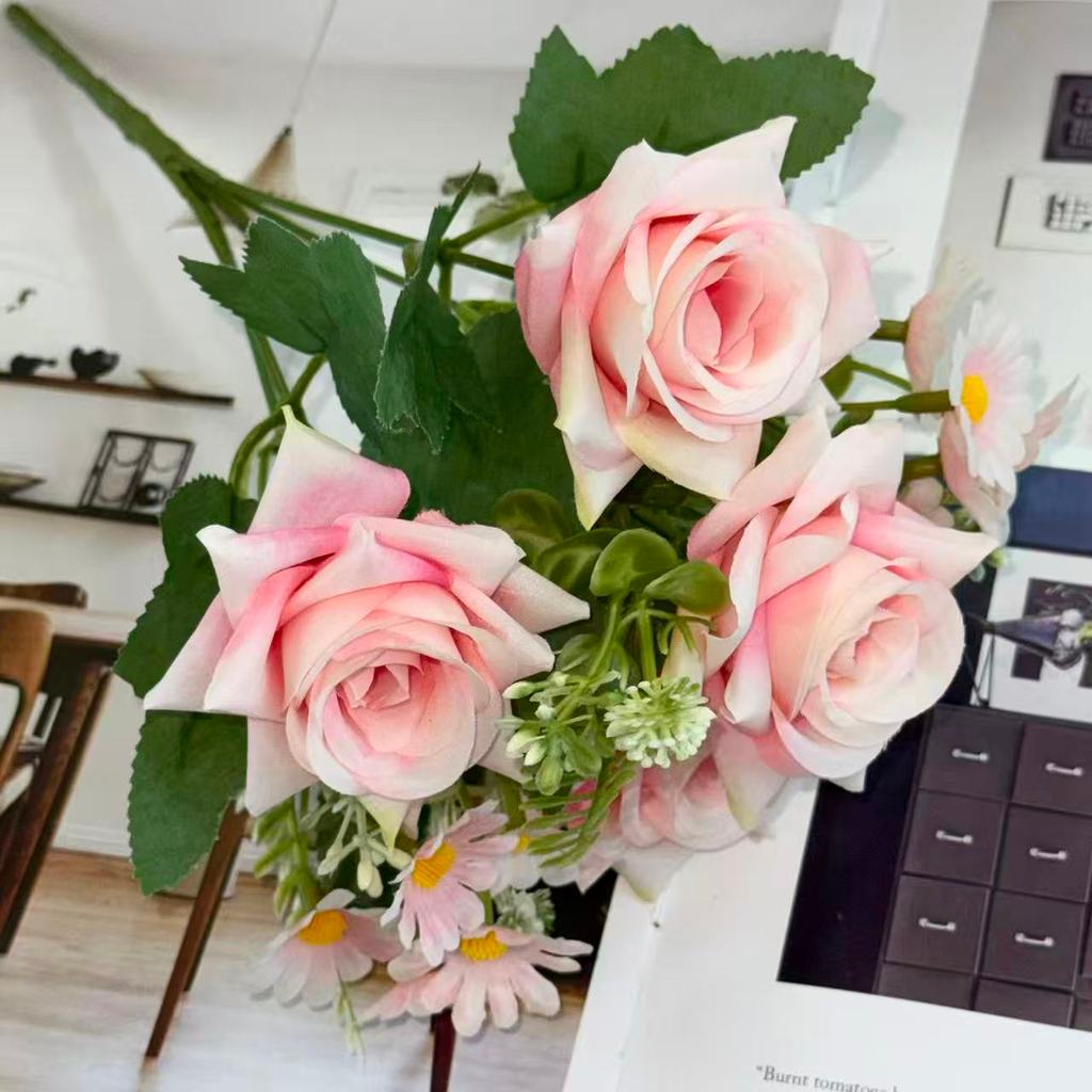 Bouquet bunga BKT 1045 MI'IZU (x4) 6Cbg Bunga Mawar Lance Artifisial Dekorasi Hiasan Seserahan Buket Palsu