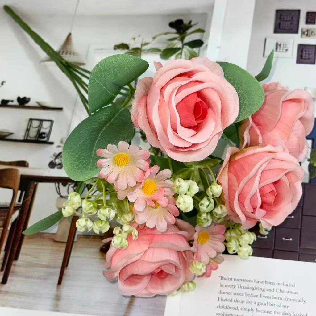 Bouquet bunga BKT 1051 LOWE (x4) 6Cbg Bunga ROSE Artifisial Dekorasi Hiasan Seserahan Buket Palsu