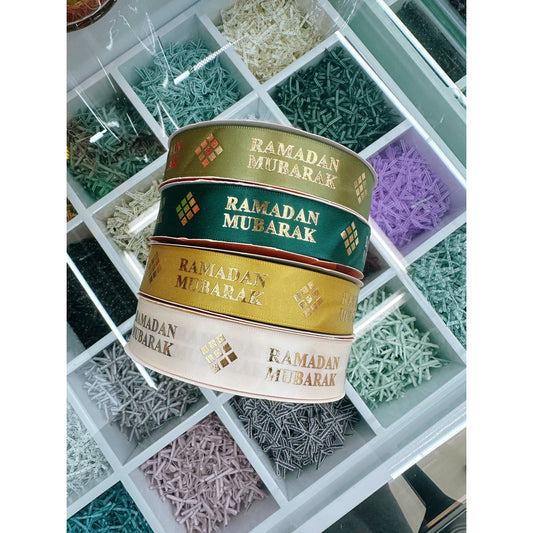 PTA10 LEBARAN IDUL FITRI Pita Kado 2,5cm 20 YARD / Pita Dekorasi Buket