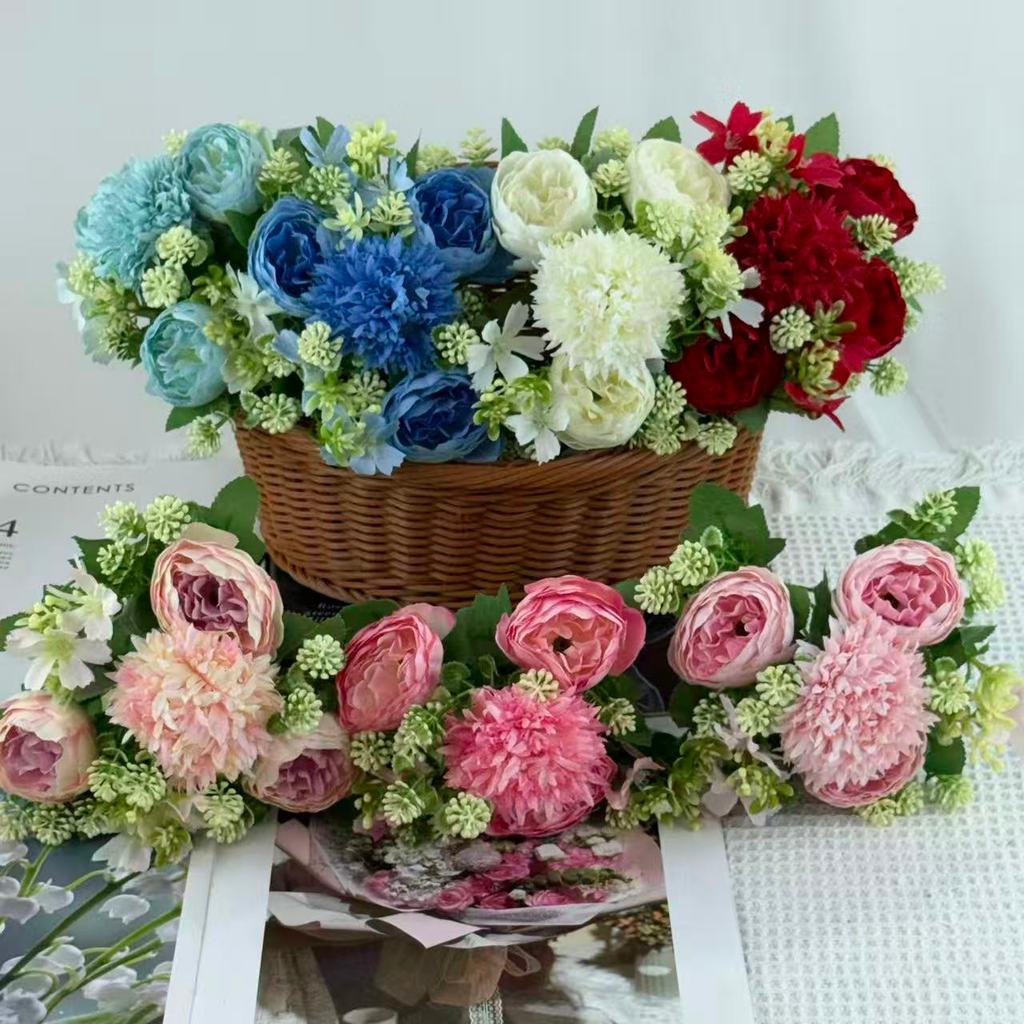 Bouquet bunga BKT 1038 RANUNCULUS 6Cbg Bunga Peony Artifisial Dekorasi Hiasan Seserahan Buket Palsu