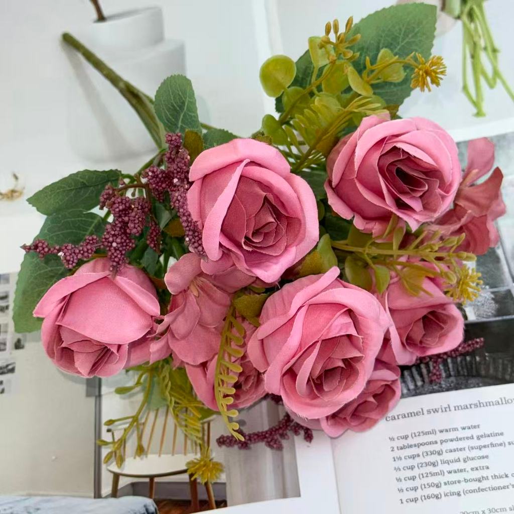 Bouquet bunga BKT 1039 TTEOL (x7) 7Cbg Bunga Rose Artifisial Dekorasi Hiasan Seserahan Buket Palsu