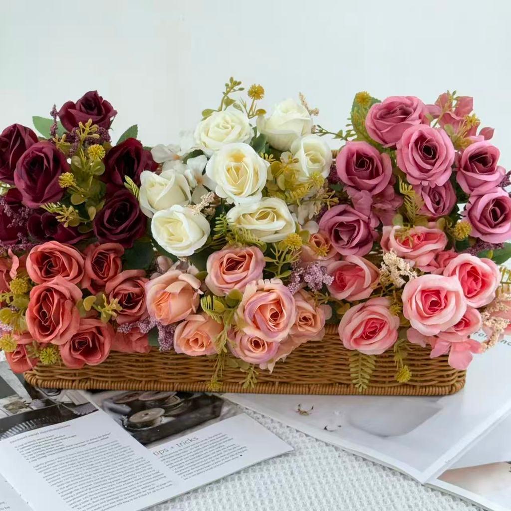 Bouquet bunga BKT 1039 TTEOL (x7) 7Cbg Bunga Rose Artifisial Dekorasi Hiasan Seserahan Buket Palsu