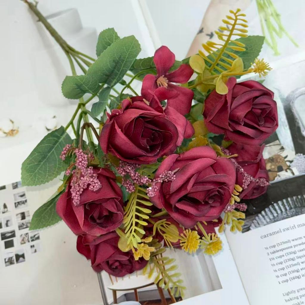 Bouquet bunga BKT 1039 TTEOL (x7) 7Cbg Bunga Rose Artifisial Dekorasi Hiasan Seserahan Buket Palsu