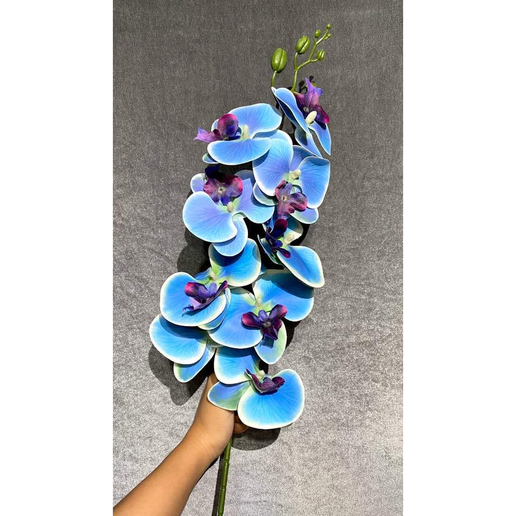 3D NEW Orchid 105cm Bunga Anggrek  Latex Premium Tebal Orchid Flower Real Touch 9 Kuntum