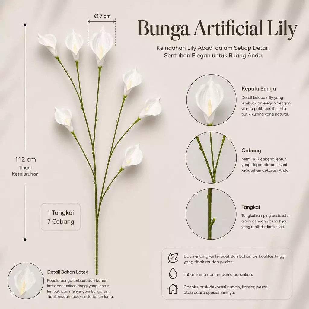 Bouquet C110 CALLA-7HD (x7) Lily Artifisial Dekorasi Tanaman