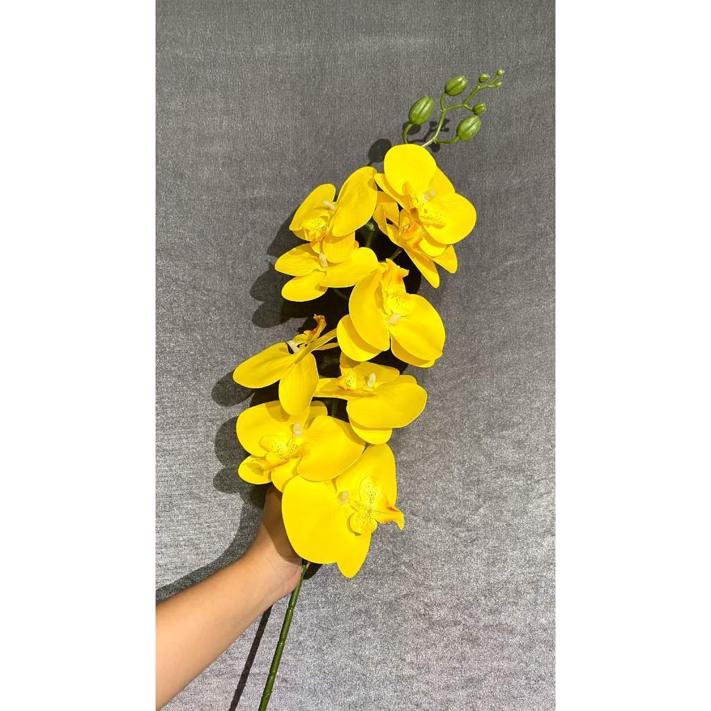 3D NEW Orchid 105cm Bunga Anggrek  Latex Premium Tebal Orchid Flower Real Touch 9 Kuntum