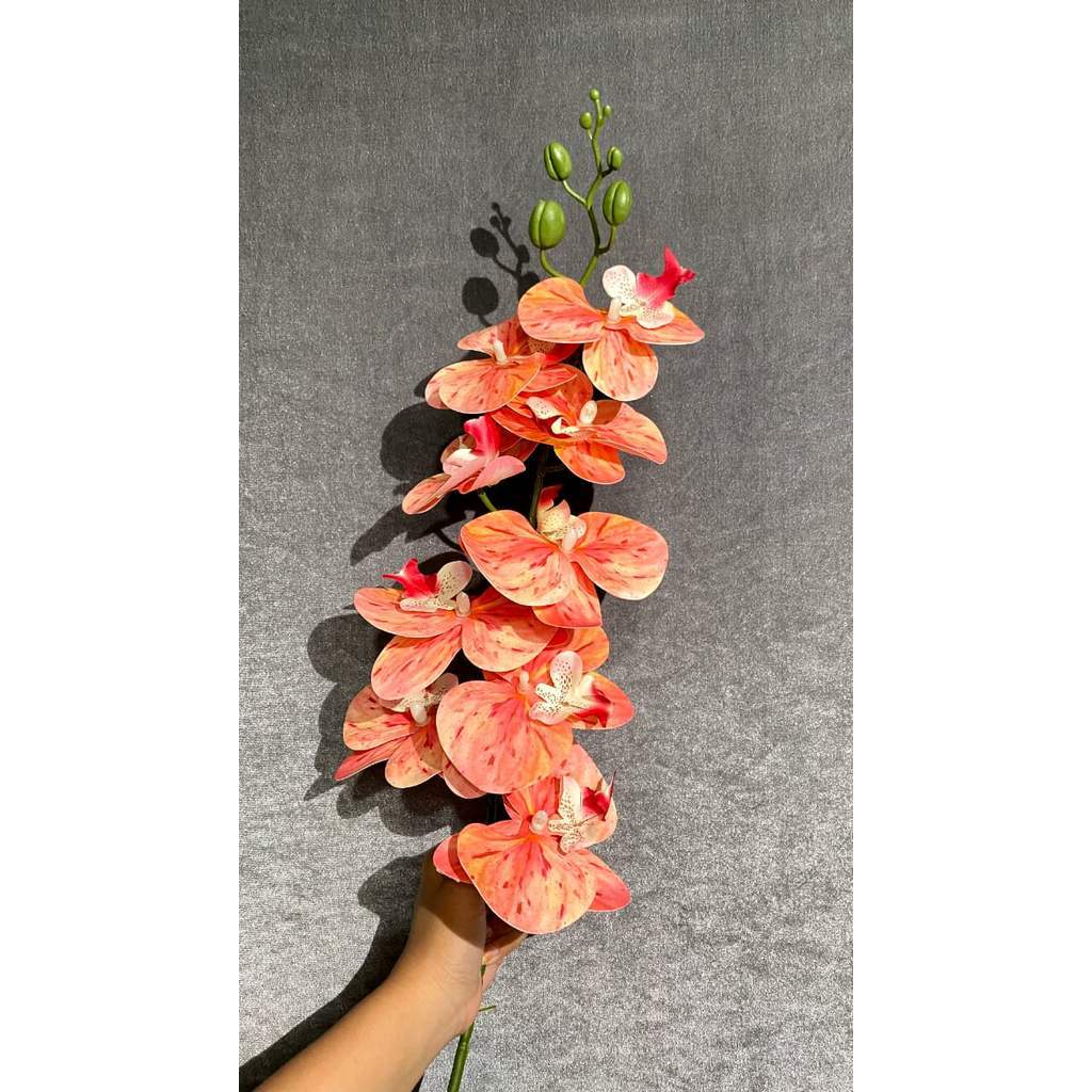 3D NEW Orchid 105cm Bunga Anggrek  Latex Premium Tebal Orchid Flower Real Touch 9 Kuntum