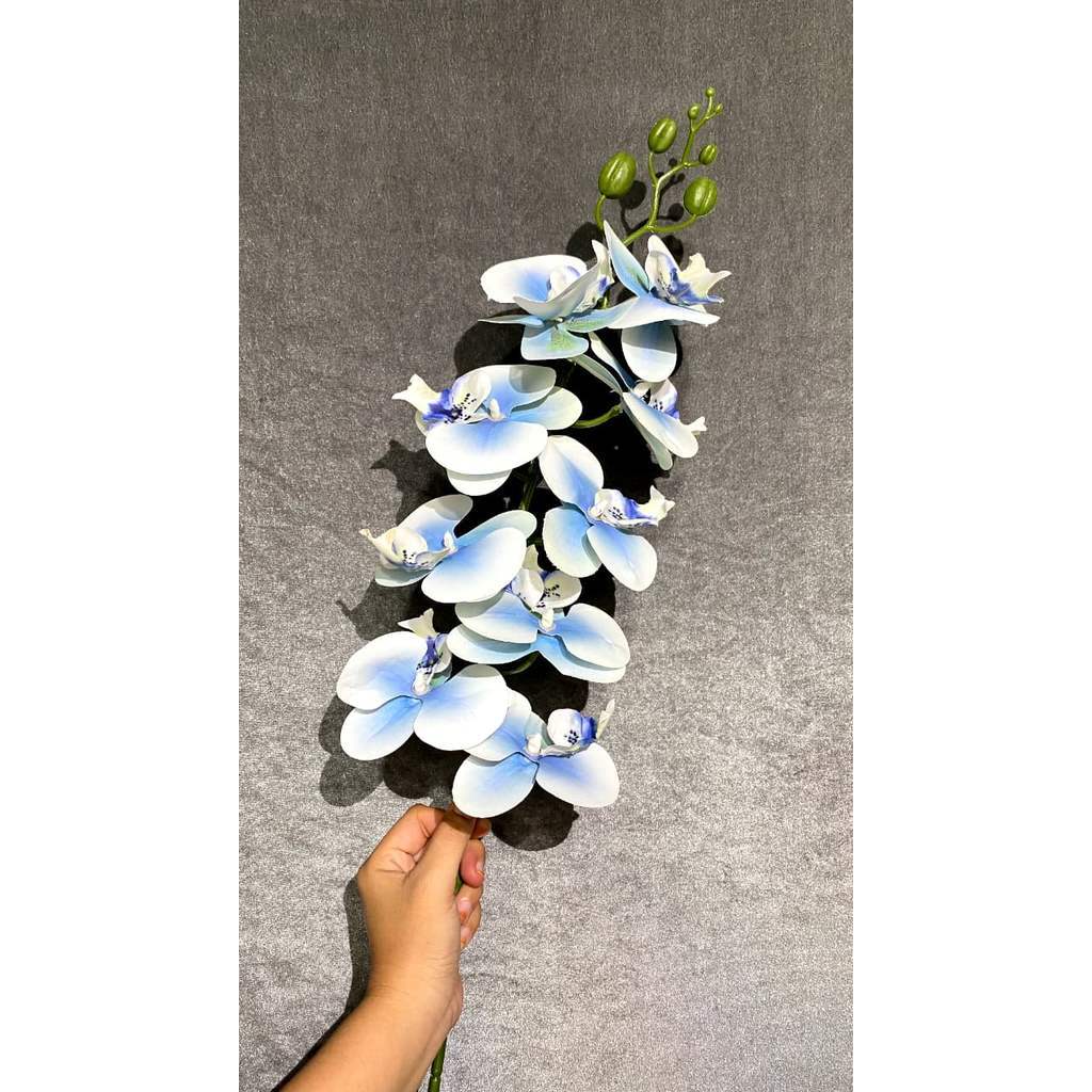 3D NEW Orchid 105cm Bunga Anggrek  Latex Premium Tebal Orchid Flower Real Touch 9 Kuntum