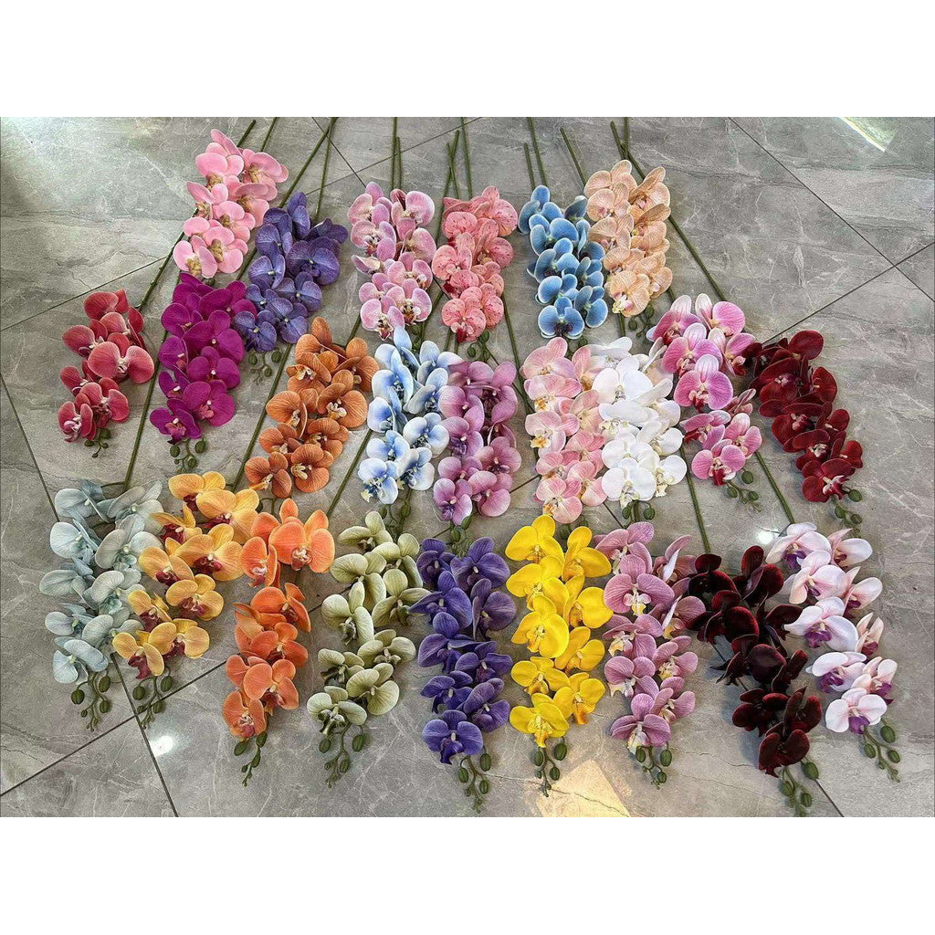 3D NEW Orchid 105cm Bunga Anggrek  Latex Premium Tebal Orchid Flower Real Touch 9 Kuntum
