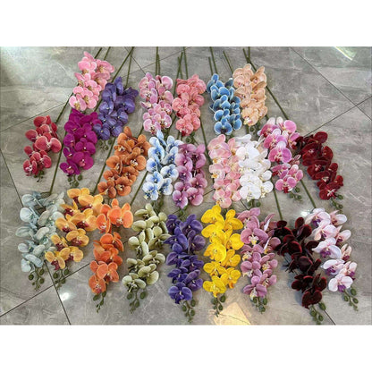 3D NEW Orchid 105cm Bunga Anggrek  Latex Premium Tebal Orchid Flower Real Touch 9 Kuntum